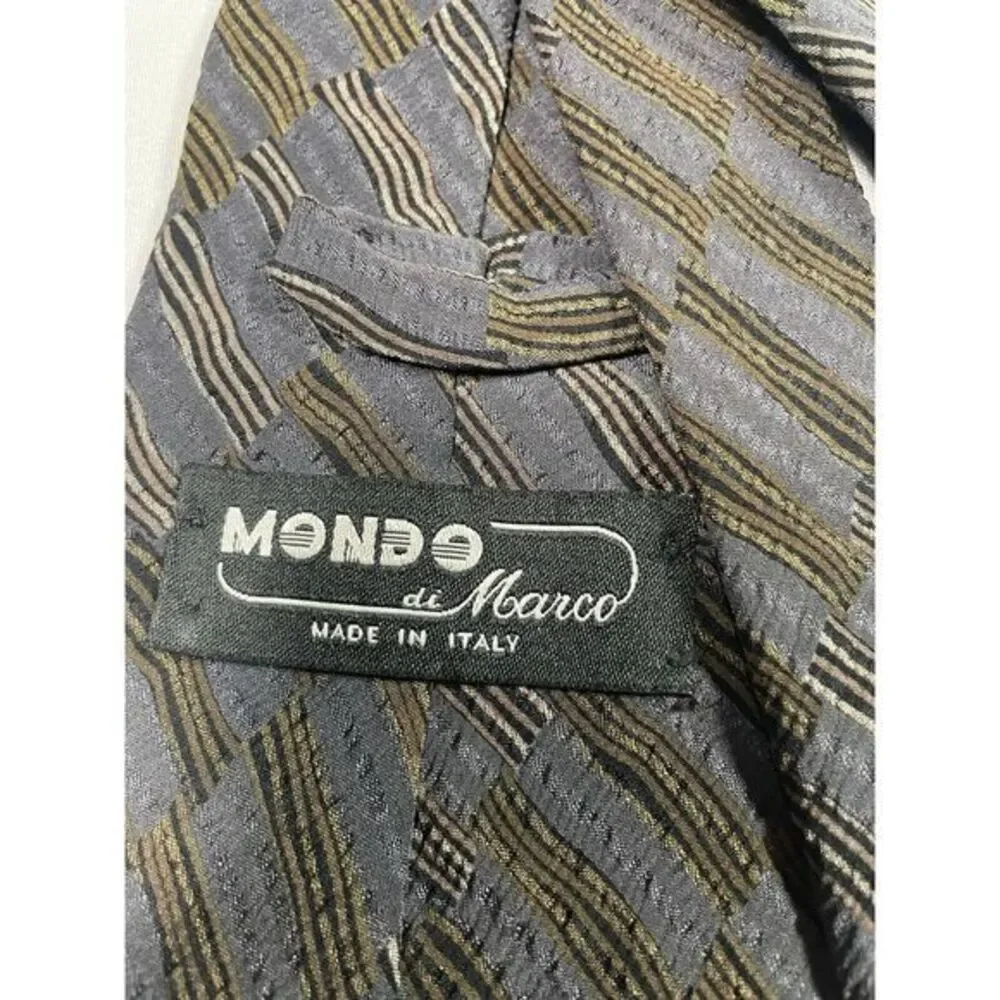 Men's MONDO DI MARCO Silk NECKTIE Tie‎ MADE IN ITALY Gray Striped